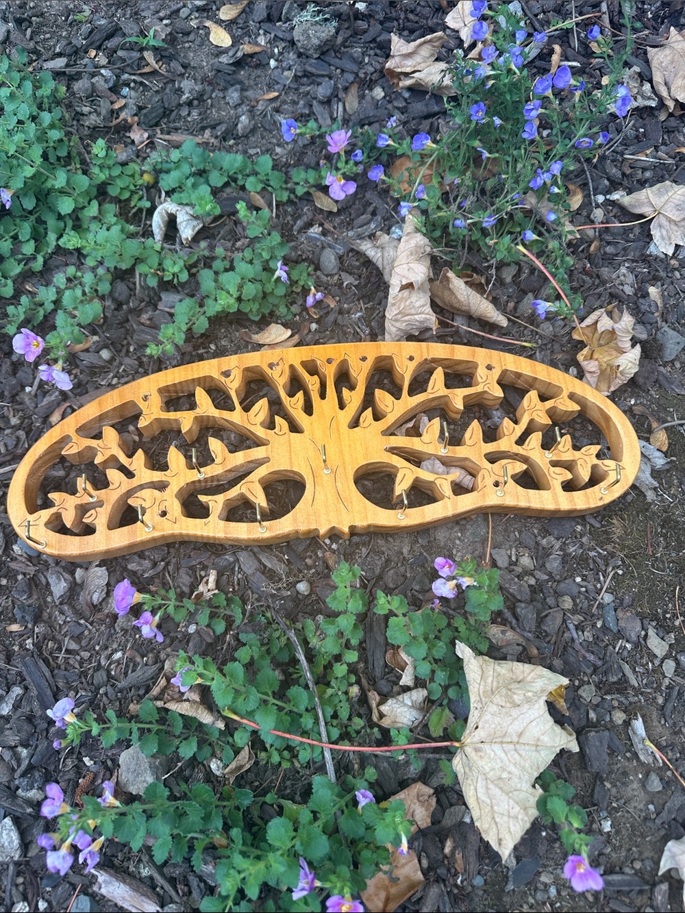 Wooden Tree of Life Yggdrasil Wall Key Herb Drying Rack - Natural Wood